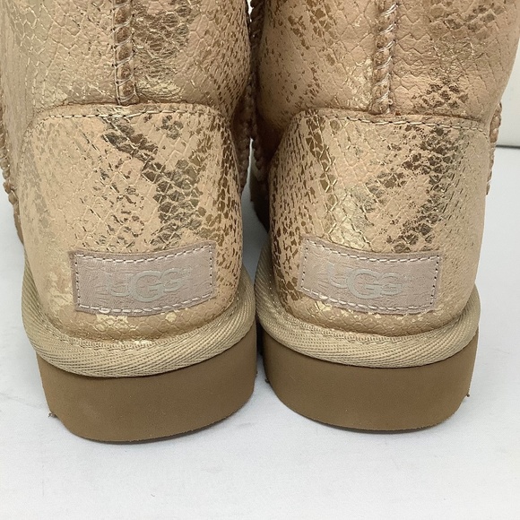 FINAL SALE UGG Classic Short Metallic Snake Print Sheepskin Boots NEW - Picture 6 of 11